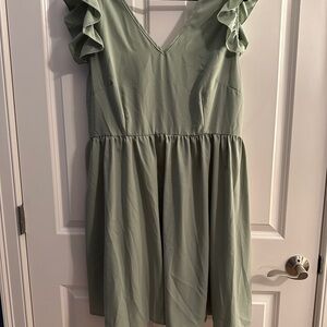 SHEIN Mint Green Ruffle Sleeve Mini Dress